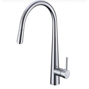 Round Chrome Pull Out Kitchen Sink Mixer Tap